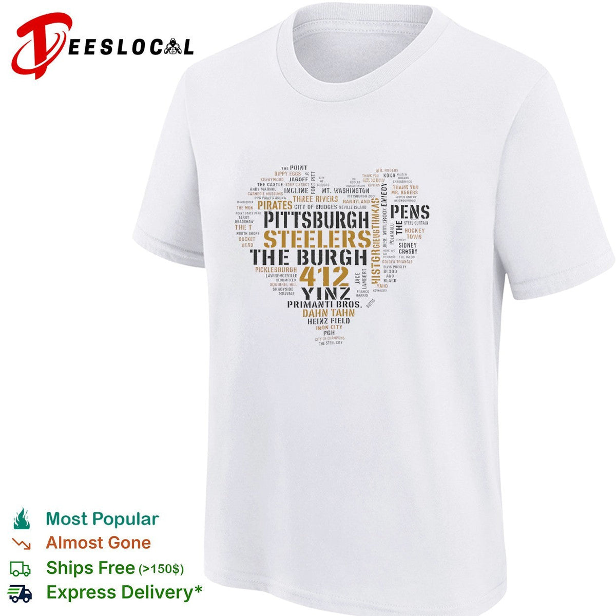 Pittsburgh heart word cloud shirt Unisex