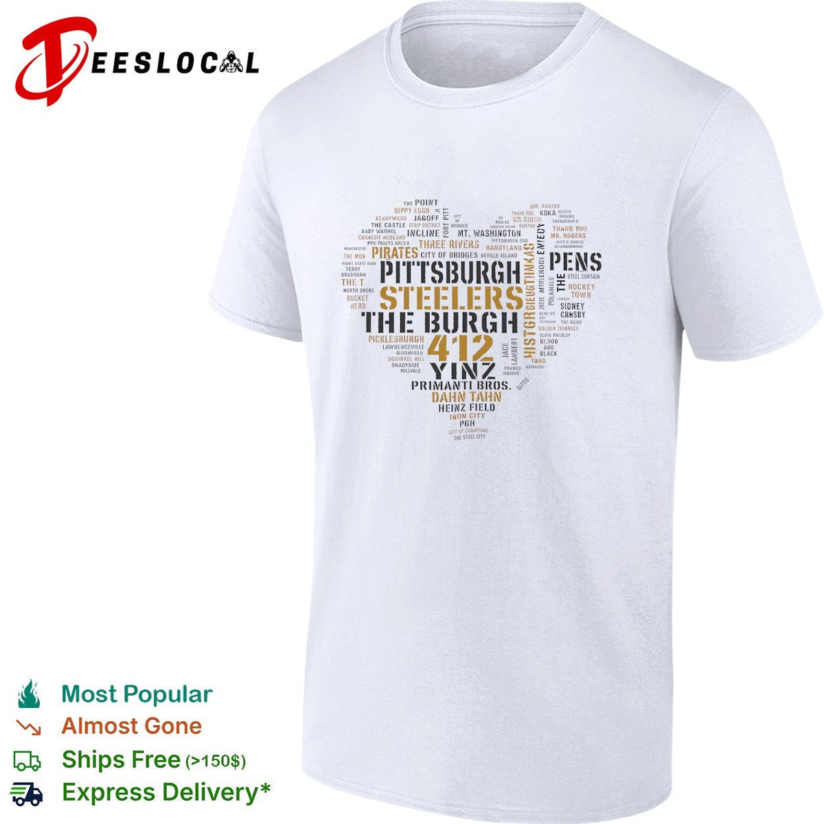 Pittsburgh heart word cloud shirt Unisex
