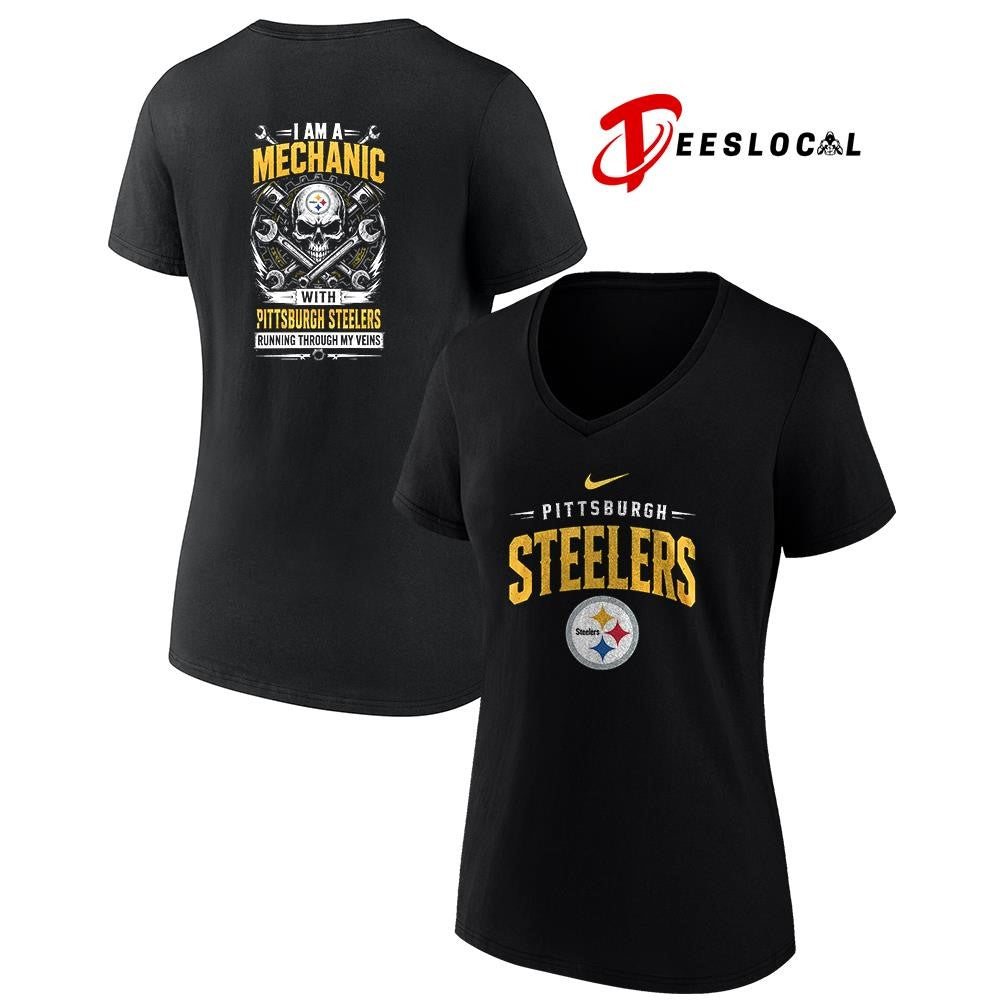 PittsburghSteelersIamamechanicrunningthroughmyveinsskeletonshirt Unisex