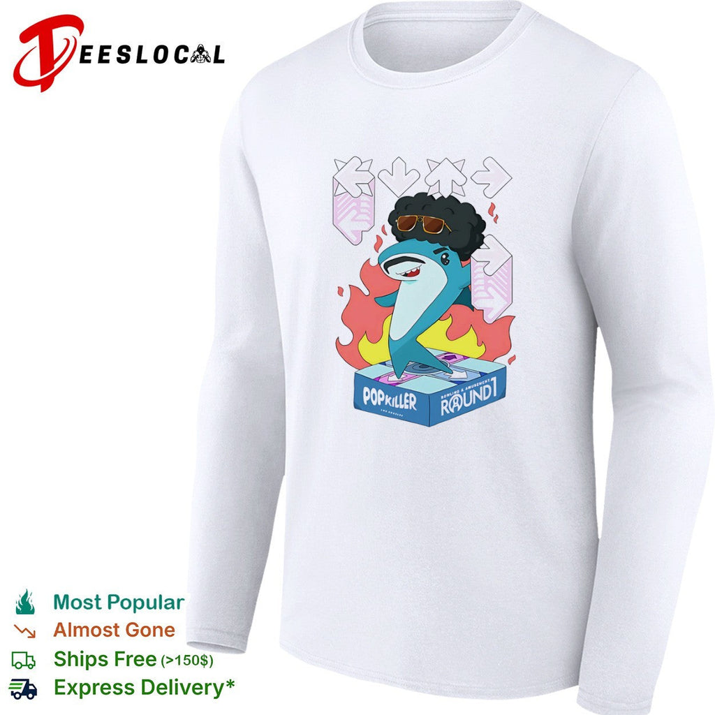 Popkiller Round 1 Bowling and Amusement Disco Shark Dance Shirt Unisex