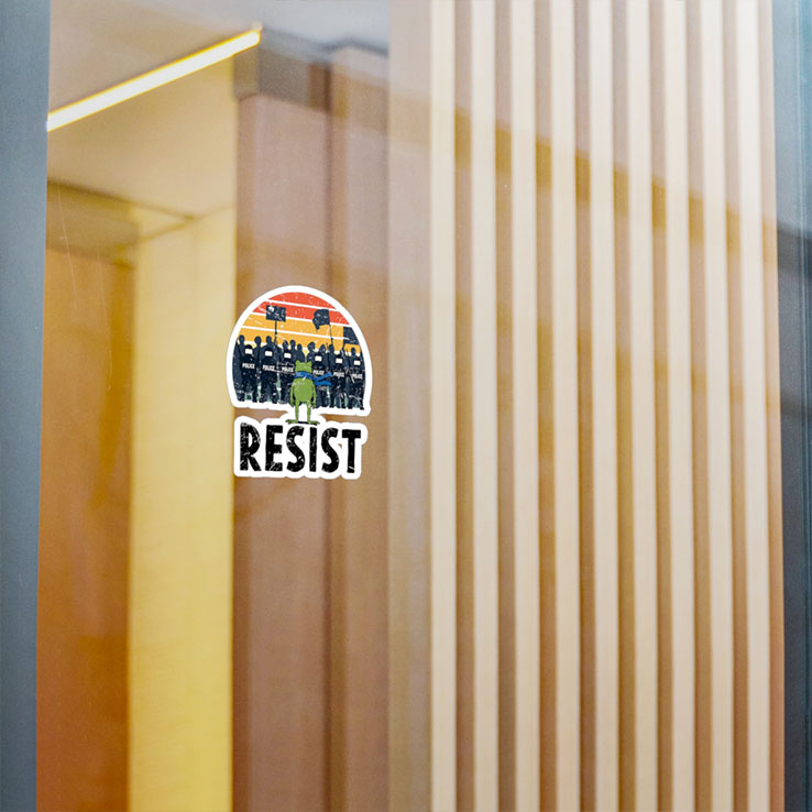Portland Frog Protester Resist Sticker Unisex
