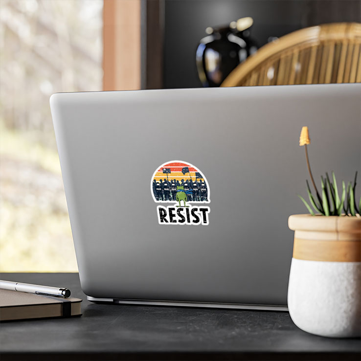 Portland Frog Protester Resist Sticker Unisex