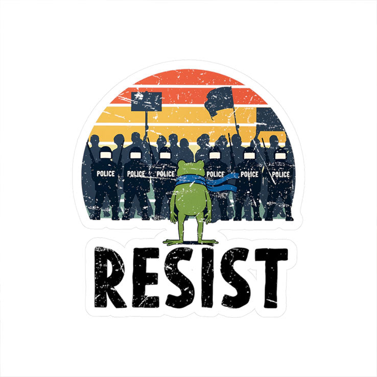 Portland Frog Protester Resist Sticker Unisex