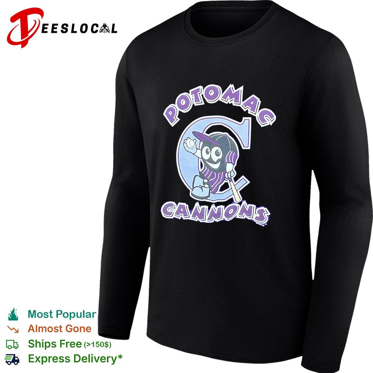 Potomac Cannons Baseball Minor League Team Logo Mascot Character shirt Unisex