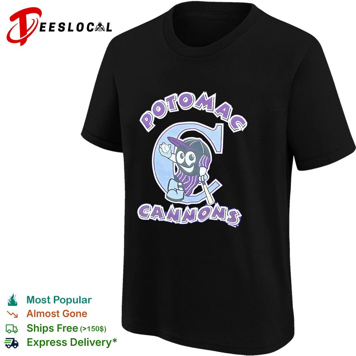 Potomac Cannons Baseball Minor League Team Logo Mascot Character shirt Unisex