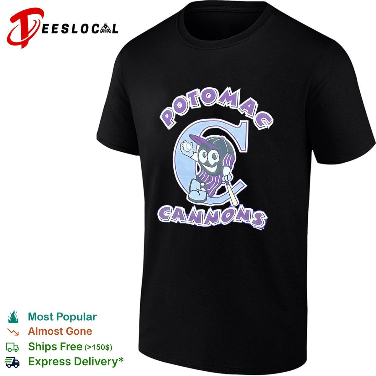 Potomac Cannons Baseball Minor League Team Logo Mascot Character shirt Unisex