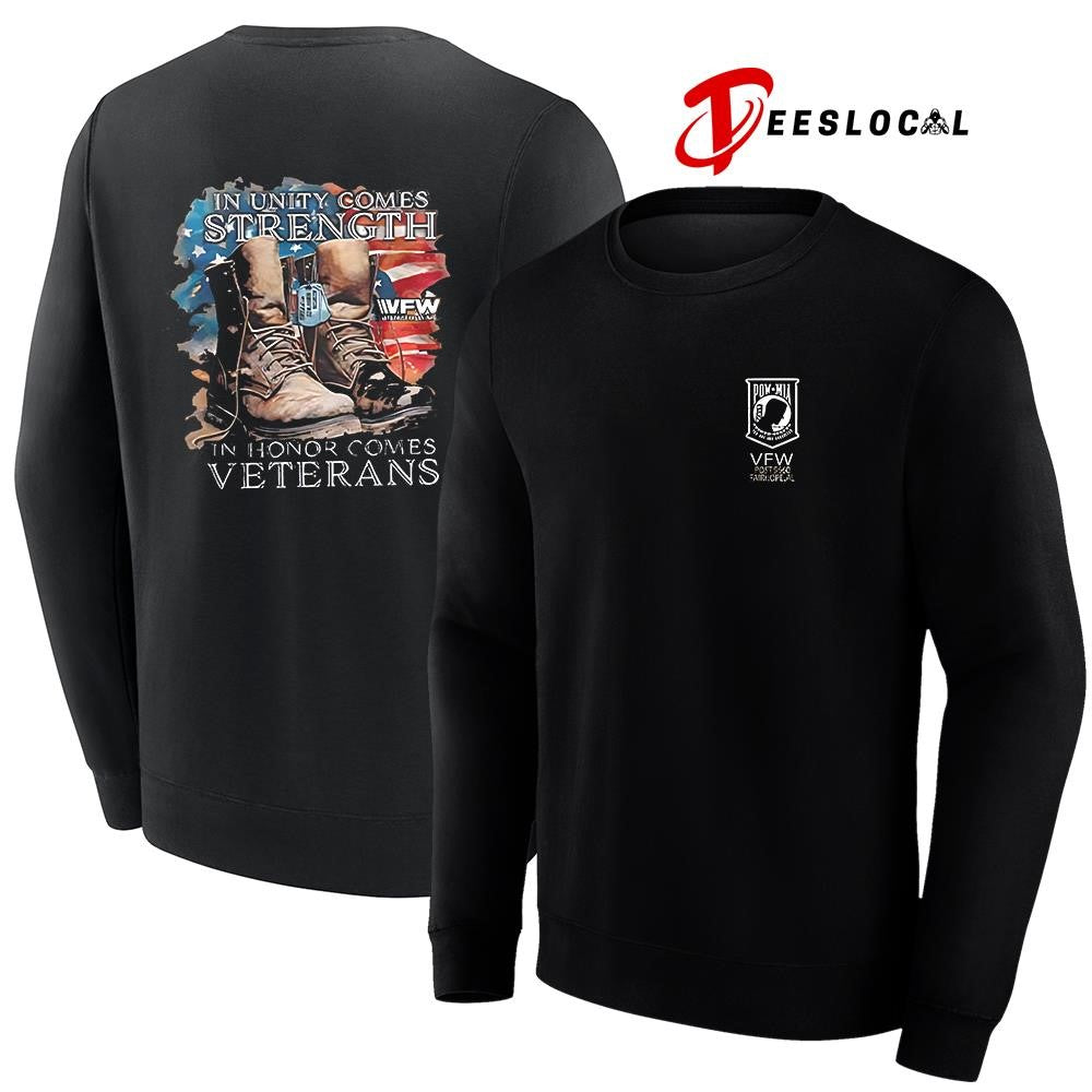 Pow Mia in unity comes strength in honor comes veterans vintage shirt Unisex