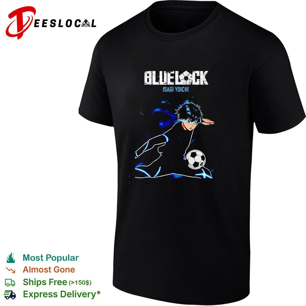 Blue Lock Isagi Yoichi silhouette kicking soccer ball illustration poster shirt Unisex