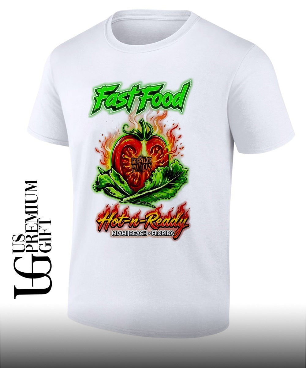 Prestige Famous Fast Food Hot n Ready Miami Beach Florida tomato lettuce shirt Unisex