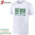 Price of pain bold repeated green distressed text Flatspot Records white shirt Unisex