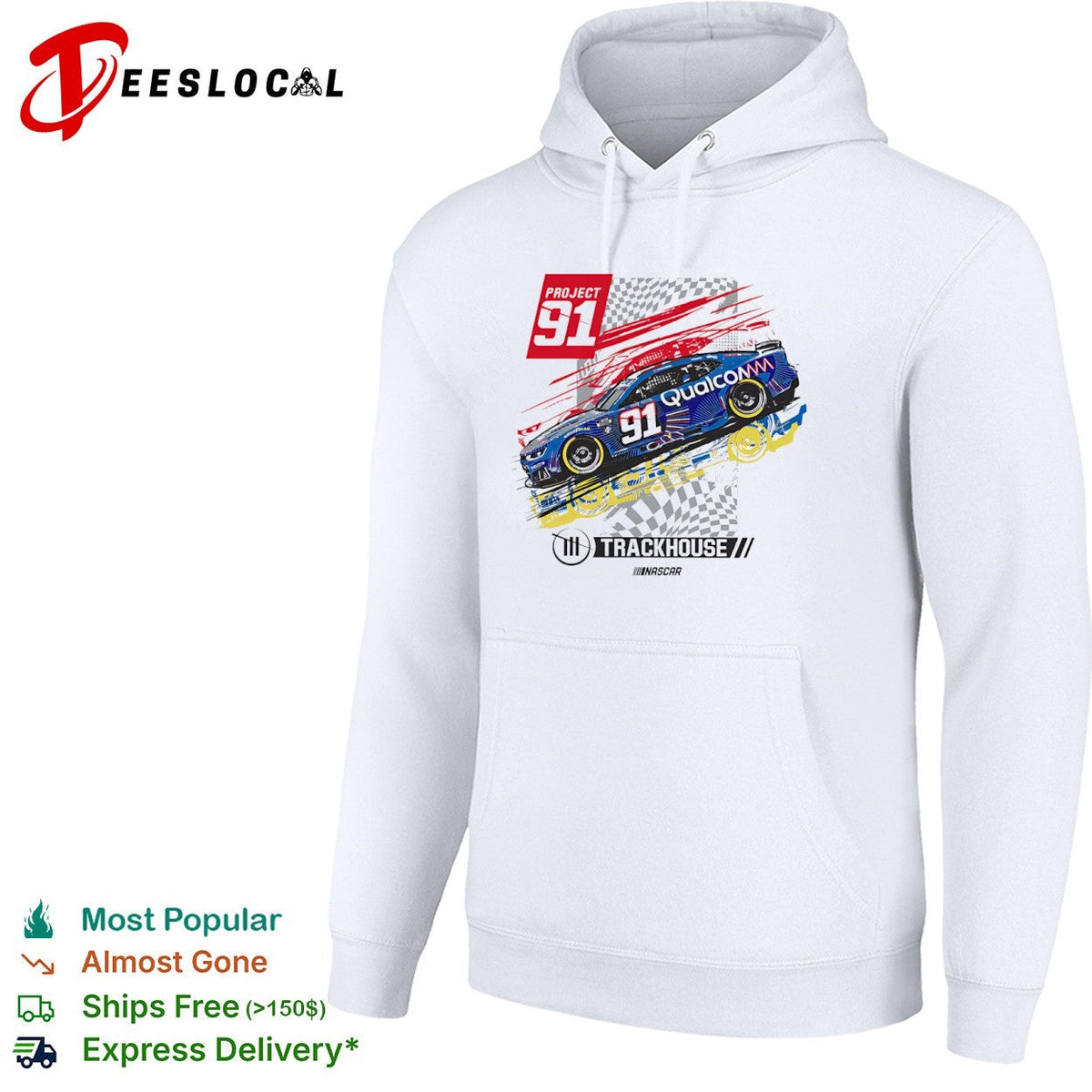 Project 91 Trackhouse Racing Qualcomm Nascar Chevrolet Camaro number 91 race shirt Unisex