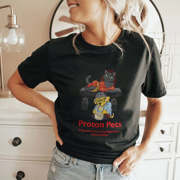 Proton Pets Dogs And Cats Living Together Mass Caring Shirt Unisex