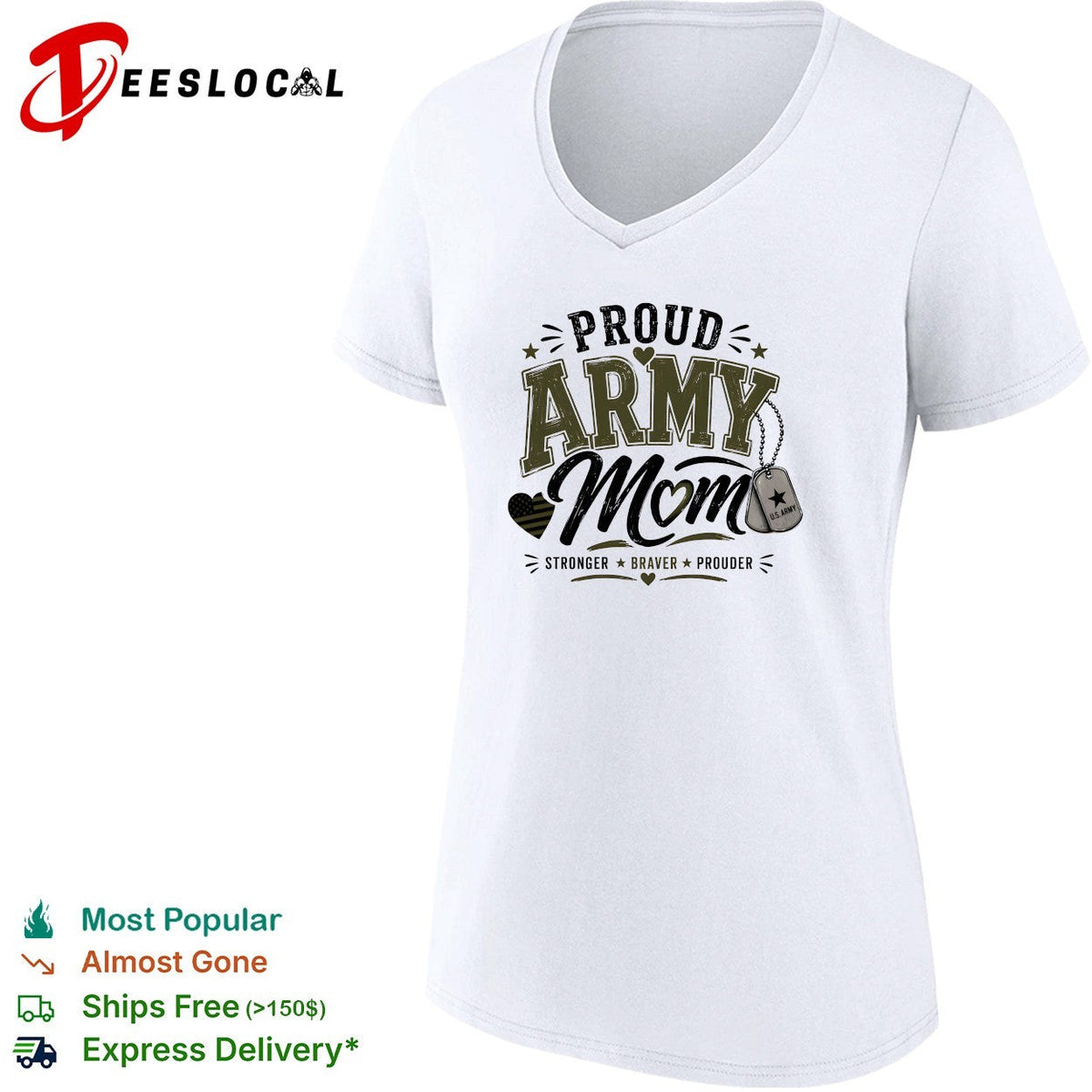 Proud Army Mom stronger braver prouder dog tags emblem art shirt Unisex