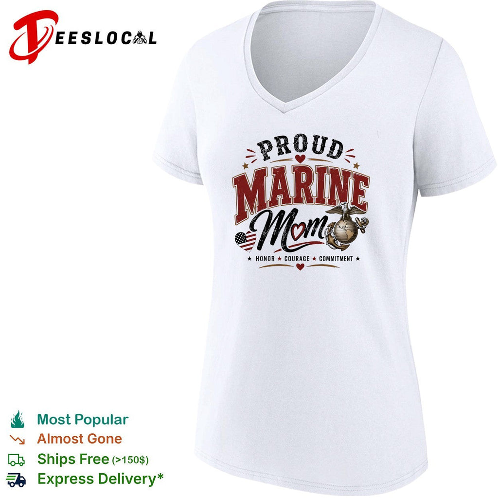 Proud Marine Mom honor courage commitment eagle emblem patriotic art shirt Unisex
