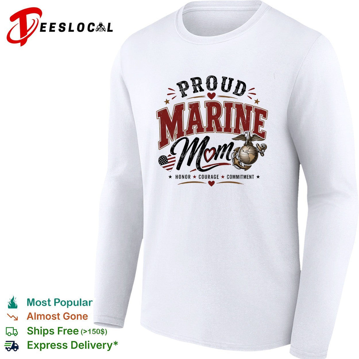 Proud Marine Mom honor courage commitment eagle emblem patriotic art shirt Unisex