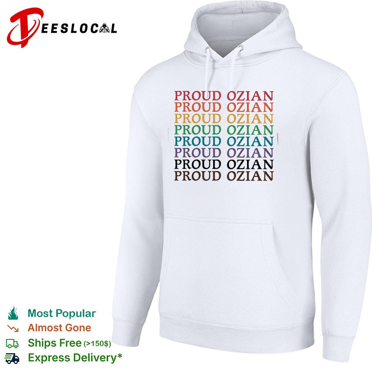 Proud Ozian rainbow multicolor repeated bold text LGBTQ Wizard of Oz fan shirt Unisex