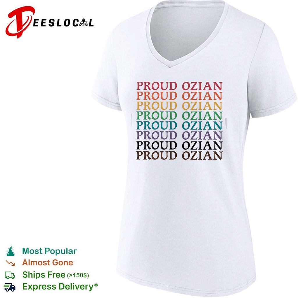 Proud Ozian rainbow multicolor repeated bold text LGBTQ Wizard of Oz fan shirt Unisex