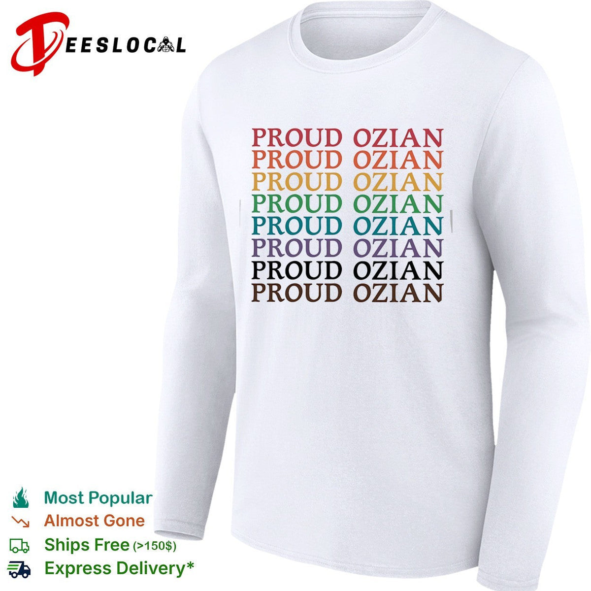 Proud Ozian rainbow multicolor repeated bold text LGBTQ Wizard of Oz fan shirt Unisex