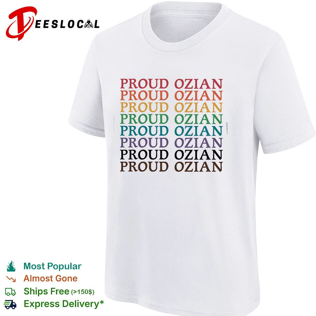 Proud Ozian rainbow multicolor repeated bold text LGBTQ Wizard of Oz fan shirt Unisex