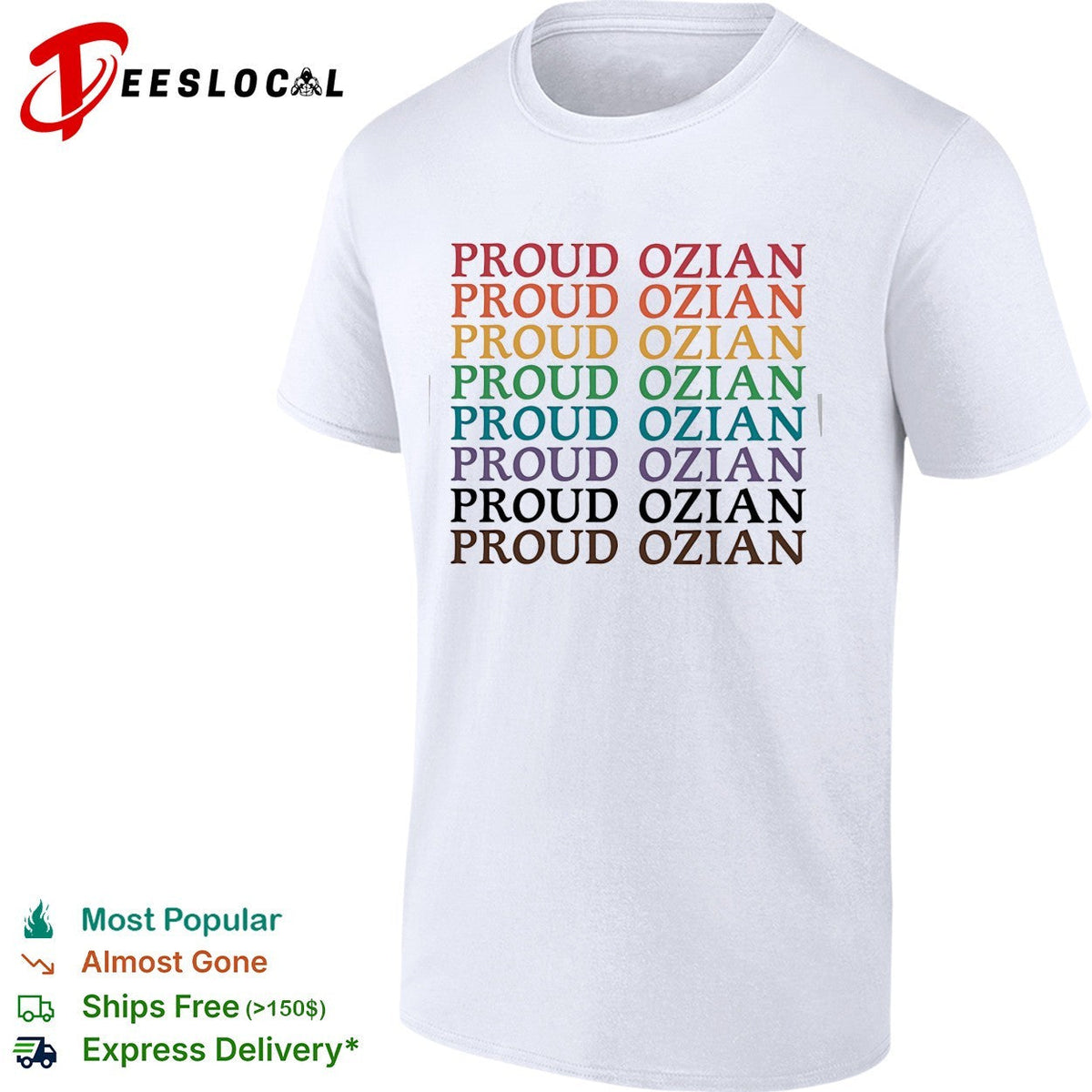 Proud Ozian rainbow multicolor repeated bold text LGBTQ Wizard of Oz fan shirt Unisex