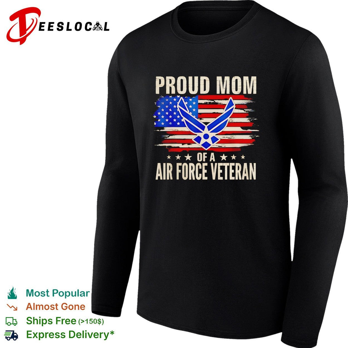 Proud mom of an Air Force Veteran USA flag distressed patriotic art shirt Unisex