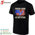 Proud mom of an Air Force Veteran USA flag distressed patriotic art shirt Unisex