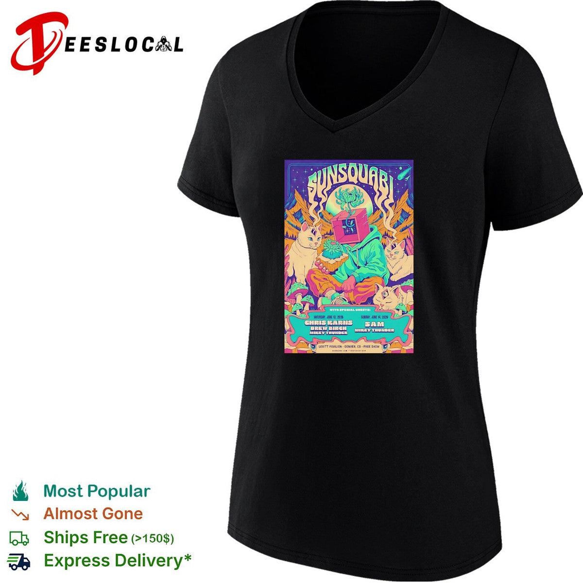 Psychedelic animated creatures neon music festival concert framed poster art shirt Unisex