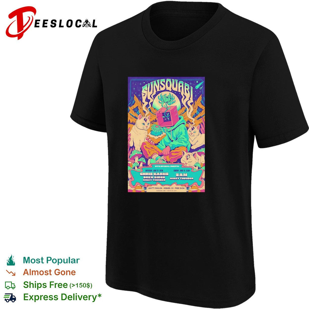 Psychedelic animated creatures neon music festival concert framed poster art shirt Unisex