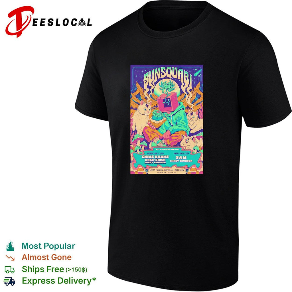 Psychedelic animated creatures neon music festival concert framed poster art shirt Unisex