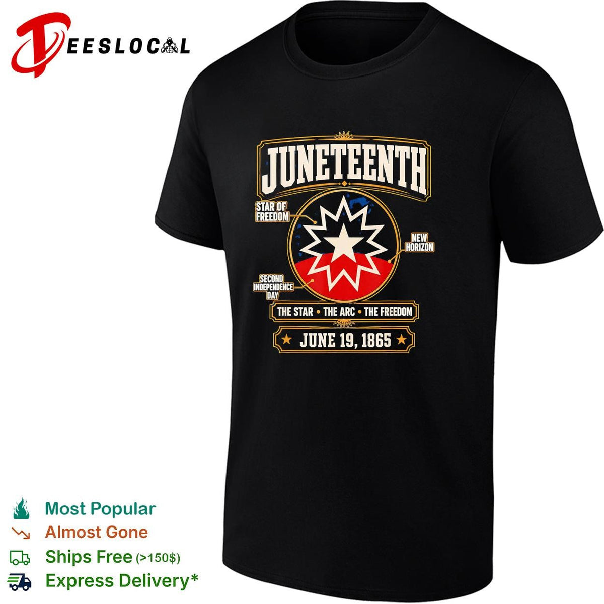 Juneteenth star of freedom second independence day June 19 1865 shirt Unisex
