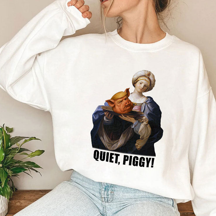Quiet Piggy Saint Holding Pig Head Anti Trump T Shirt Unisex