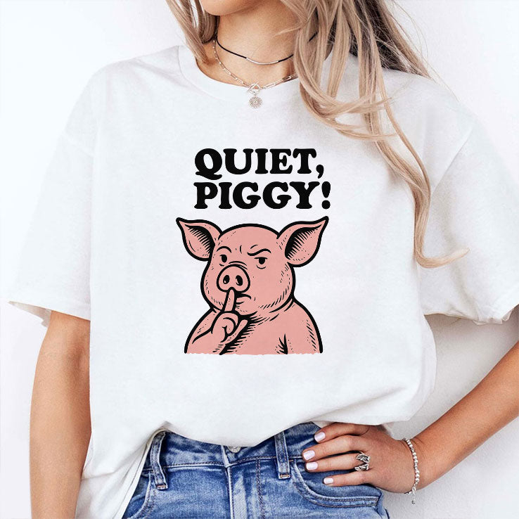 Quiet Piggy Satirical Trump T Shirt Unisex