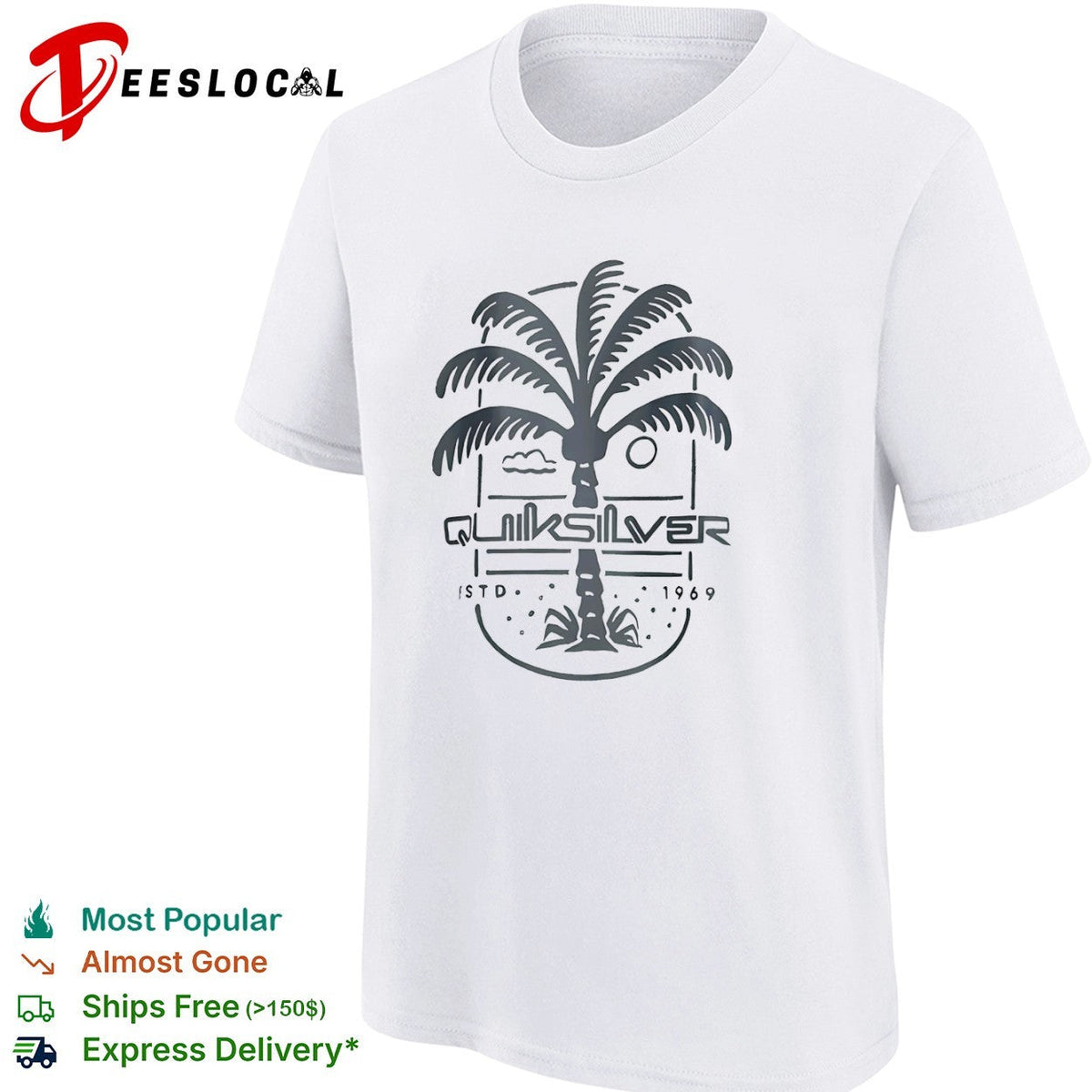 Quiksilver Estd 1969 Palm Tree Logo Beach shirt Unisex