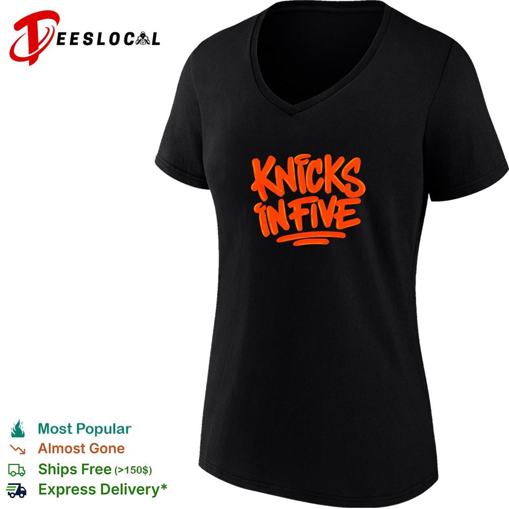 Knicks in five hand lettered graffiti style basketball graphic shirt Unisex