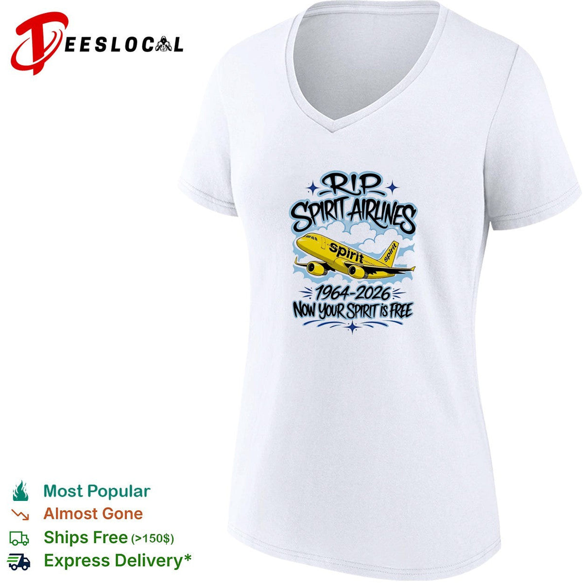 RIP spirit airlines 1964 2026 now your spirit is here vintage shirt Unisex
