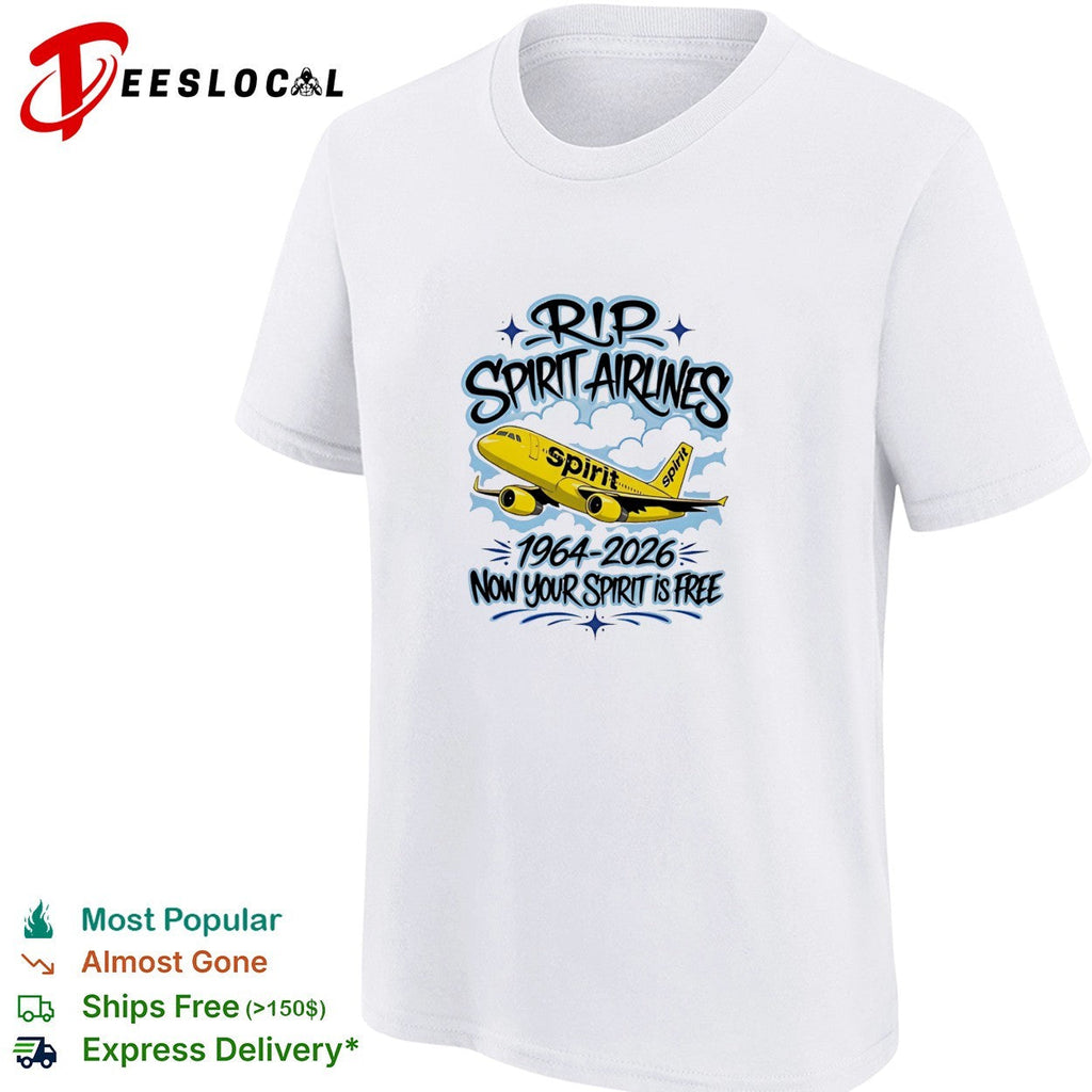 RIP spirit airlines 1964 2026 now your spirit is here vintage shirt Unisex