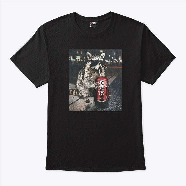 Raccoon Drinking Dr Pepper T Shirt Unisex