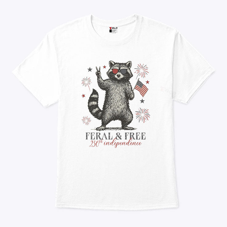Raccoon Feral And Free America 250th Independence T Shirt Unisex