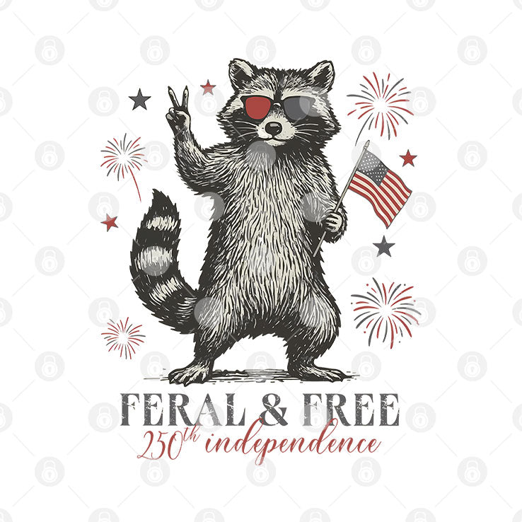 Raccoon Feral And Free America 250th Independence T Shirt Unisex