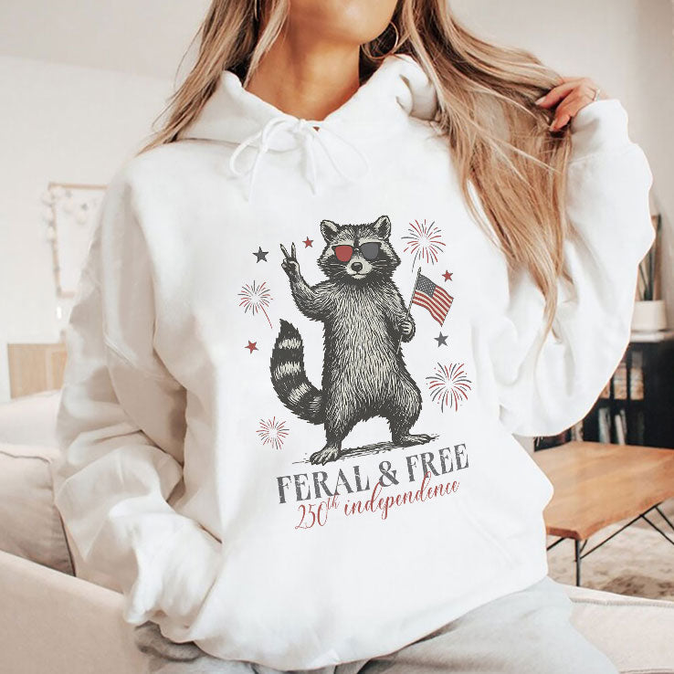 Raccoon Feral And Free America 250th Independence T Shirt Unisex
