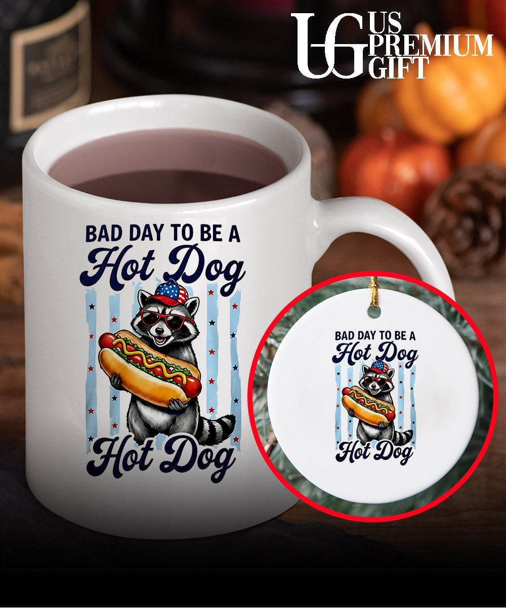 Raccoon Patriotic America Bad Day to be a Hot Dog shirt Unisex