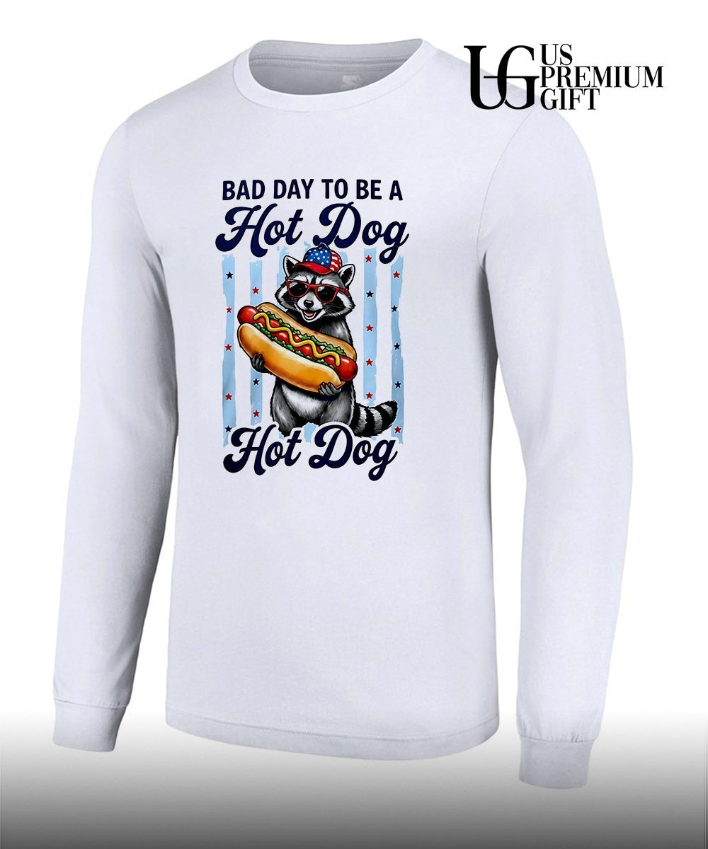 Raccoon Patriotic America Bad Day to be a Hot Dog shirt Unisex