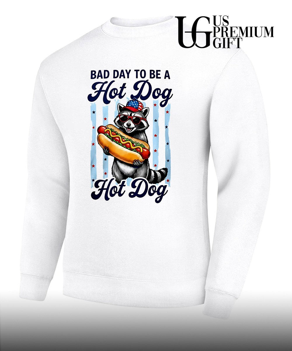 Raccoon Patriotic America Bad Day to be a Hot Dog shirt Unisex