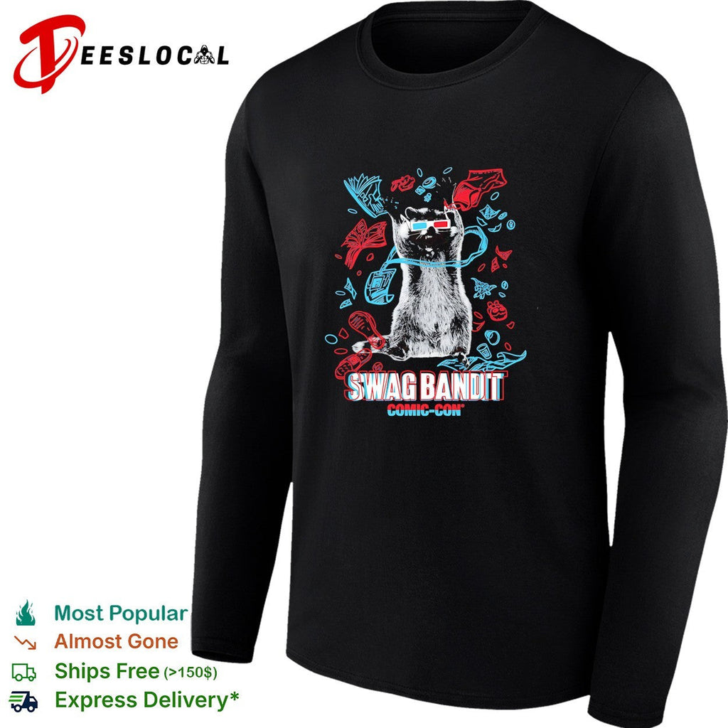 Raccoon wearing 3D glasses swag bandit comic con shirt Unisex