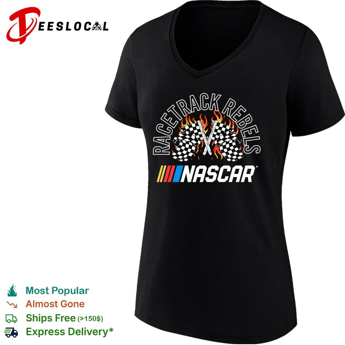 Racetrack Rebels NASCAR checkered flags flaming racing motorsport shirt Unisex