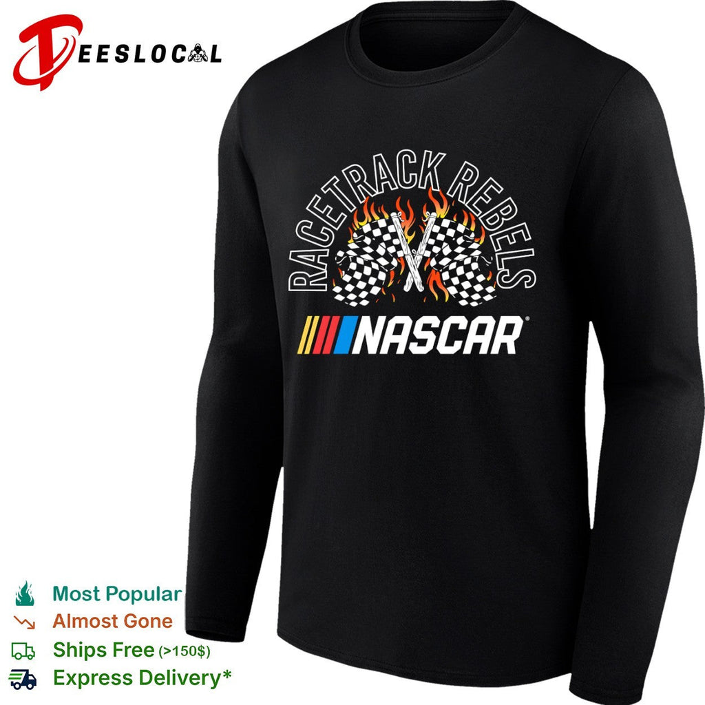 Racetrack Rebels NASCAR checkered flags flaming racing motorsport shirt Unisex