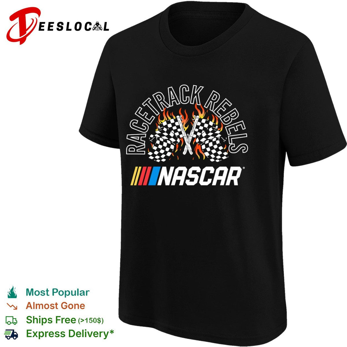 Racetrack Rebels NASCAR checkered flags flaming racing motorsport shirt Unisex