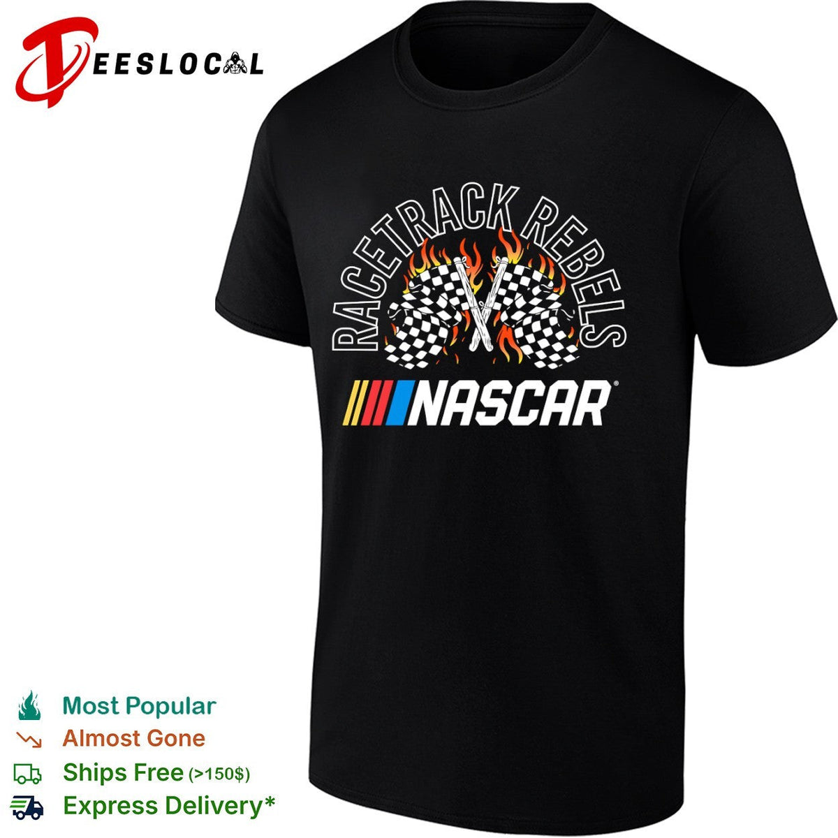 Racetrack Rebels NASCAR checkered flags flaming racing motorsport shirt Unisex