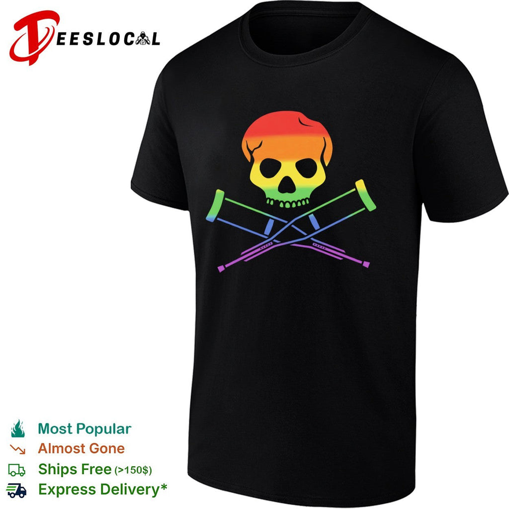 Rainbow Skull with Crutches Pride shirt Unisex