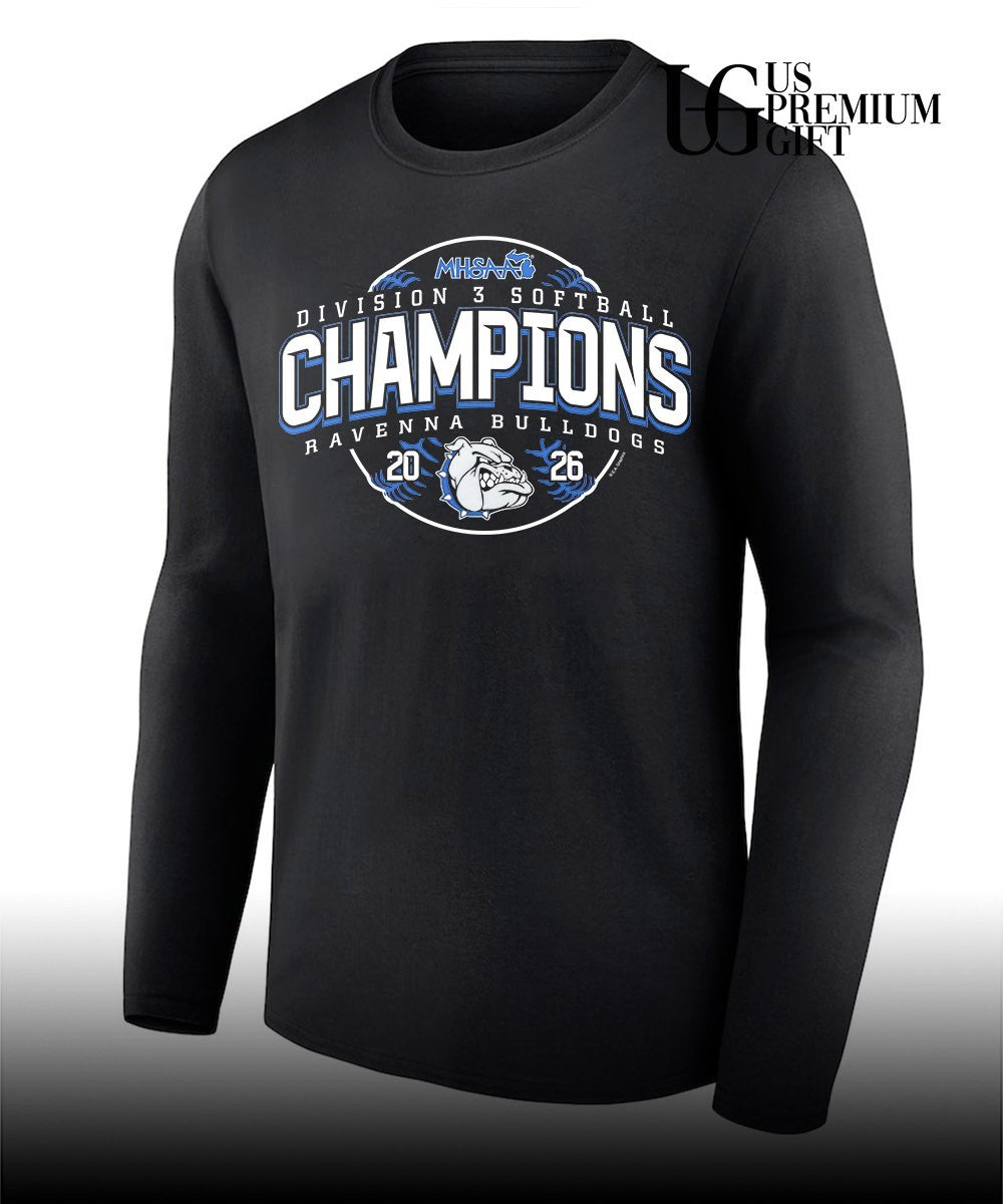 Ravenna Bulldogs MHSAA Softball D3 Champions 2026 shirt Unisex